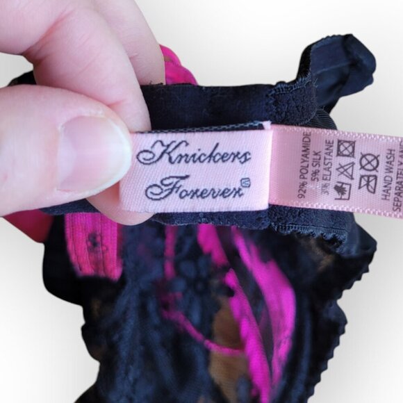 Agent Provocateur Maddy Balconette Bra Fuchsia Black Lace Silk Satin 34C - Picture 11 of 15